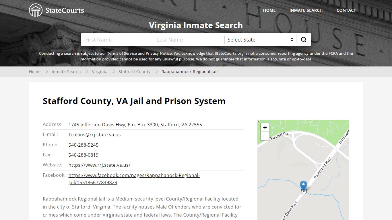 Rappahannock Regional Jail Inmate Records Search, Virginia ...